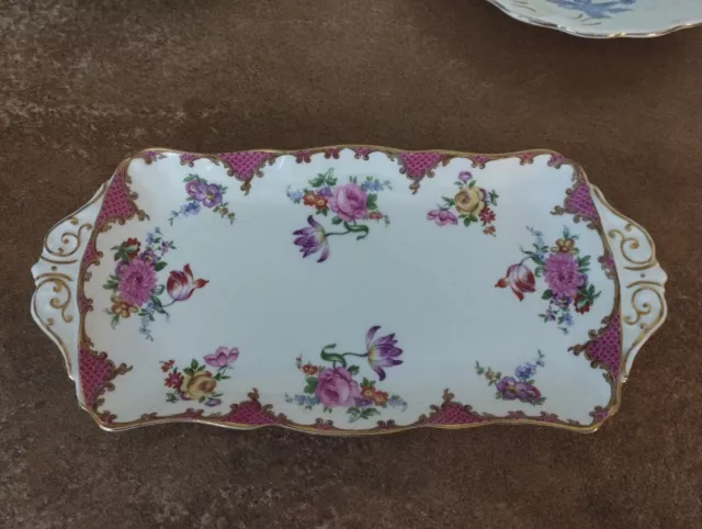 Vintage Aynsley Bone China Pink 'Wilton' Pattern Cake Or Sandwich Tray or Plate