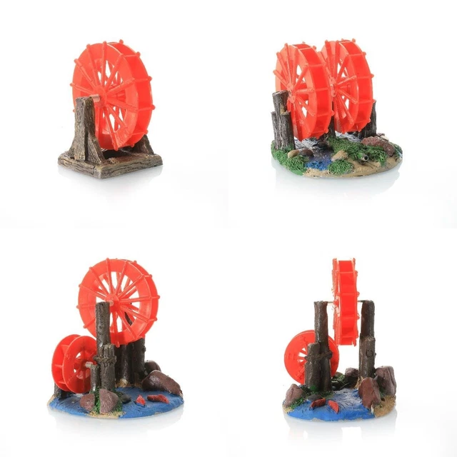 Aquarium Décoration Moulin Roue Gear Paysagisme Décorations Résine 11x11.5x10cm