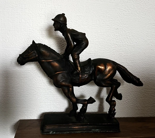 Copper Style Number 17 Race Horse And Jockey Figure Statue Unmarked Copper Style Number 17 Race Horse And Jockey Figure Statue Unmarked
