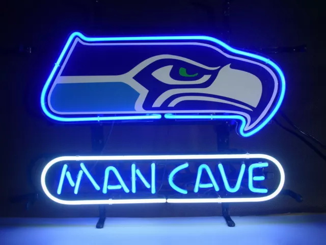 Man Cave Seattle Seahawks 20"x16" Neon Sign Light Lamp With Dimmer