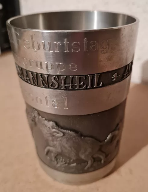 Zinnbecher Zinn Pewter Pokal Becher mit Gravur