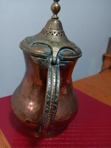 Antique DALLAH Islamic Arabic Middle East Brass & Copper Coffee Pot 3