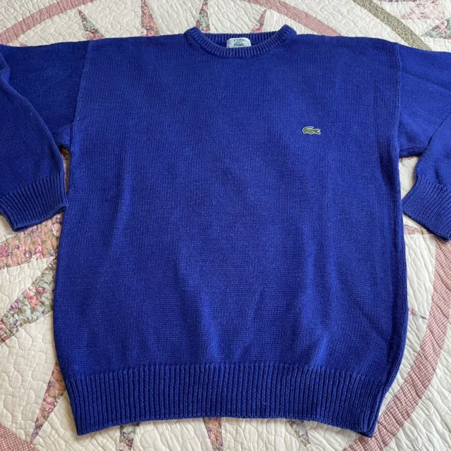 Vintage Izod Lacoste Royal Blue Crewneck Sweater Boys Size XL (20)