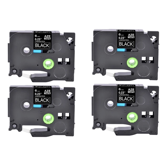 4PK Compatible with Brother TZ-315 TZe-315 White on Black Label Tape 6mm