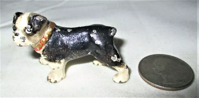 Antique Hubley Usa Solid Cast Iron Tiny Boston Terrier Puppy Dog Toy Paperweight