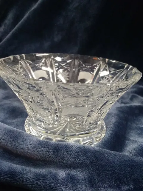 American Brilliant Small Cut Glass Scalloped Round Bowl