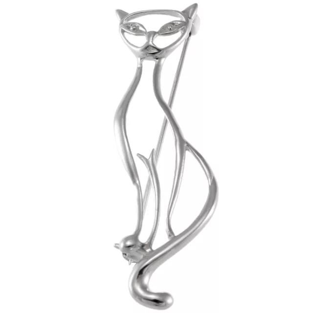 Sterling Silver Cat Brooch with presentation gift box