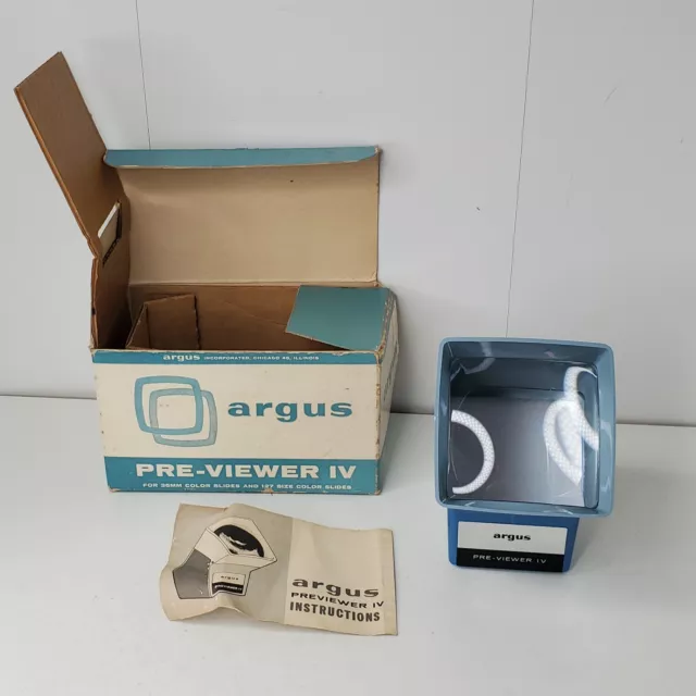 Argus Pre-viewer 4 with Original Box for 35 mm Color Slides 127 Size Manual 678