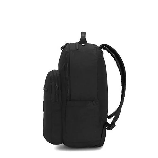 Grand sac à dos pour ordinateur portable Kipling Séoul 15 pouces vrai noir tonal NEUF 2