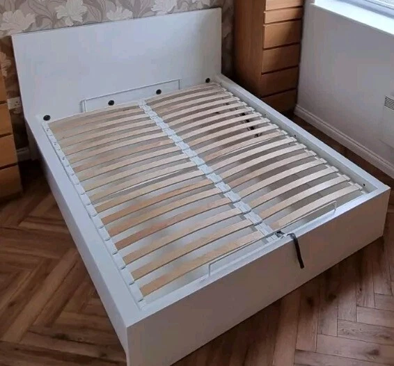 IKEA MALM OTTOMAN Storage Bed KING size White FREE DELIVERY 10M (Was £