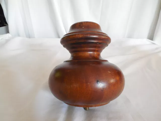 Vintage wood hand turned bed finial knob
