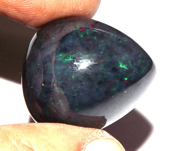 38.85  cts Ethiopian Black Fire Opal 24 x 21 mm Cabochon Gemstone #obx382