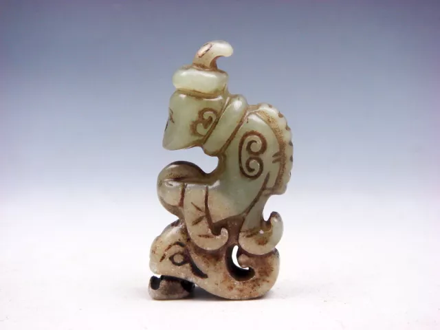 Old Nephrite Jade Stone Carved Sculpture Ancient Figurine Holding Coin #08272303