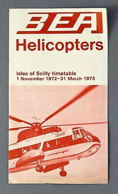 Bea British European Airways Helicopters Isles Of Scilly Timetable Winter 1972/3