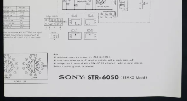 Original SONY STR-6050 Stereo Receiver Service-Manual/Schematic Diagram o150