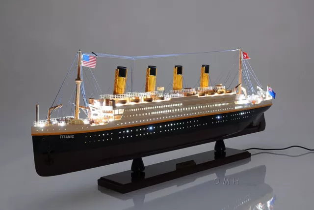 Rms Titanic Ocean Liner W Lights Wood Model White Star Line Cruise Ship New Picclick