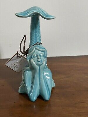 Mermaid Flowing Hair Ceramic Day Dream Figurine Vented Tail 7x6”