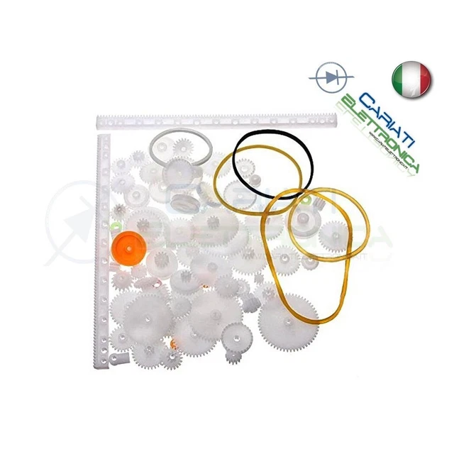 Kit 75 Pezzi tra cui Ruote dentate ingranaggi in PLASTICA per modellismo robot