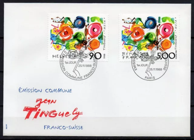 Schweiz FDC I 1380 mit Frankreich 2693 Gemeinschaftsausgabe zeitgenösische Kunst