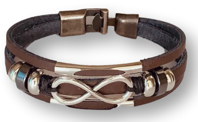 Infinity Love Symbol Charm Men's Women's Leather Bracelet Bangle Cuff Wristband