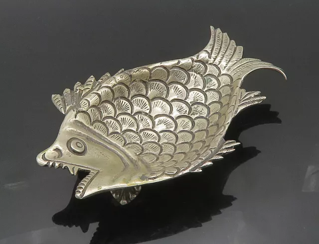 EUROPEAN 925 Silver - Vintage Antique Fish Motif Candy/Trinket Dish - TR2527
