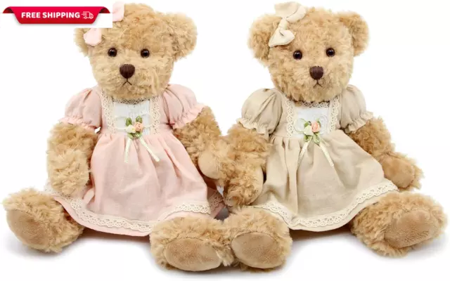 2-Pack Teddy Bear,Cute Stuffed Animal,Couple Gift Soft Plush Toy 11Inch (Vintage