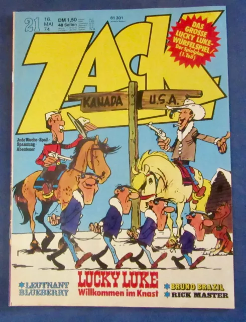 ZACK -Spaß-Spannung-Abenteuer Nr. 21 / 1974 + Lucky Luke Würfelspiel 1. Teil