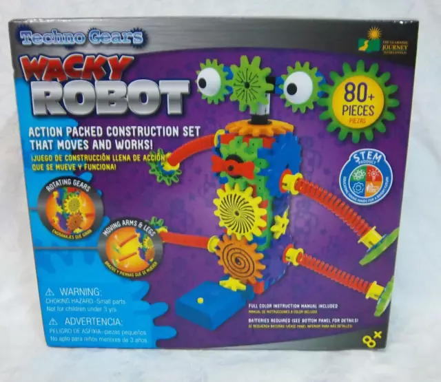 Techno Gears Wacky Robot Construction Set Moves & Works STEM 80+ Pieces