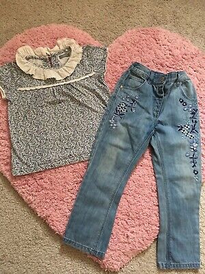 NEXT Girls Jeans And Top Blouse Set Outfit Age 2-3