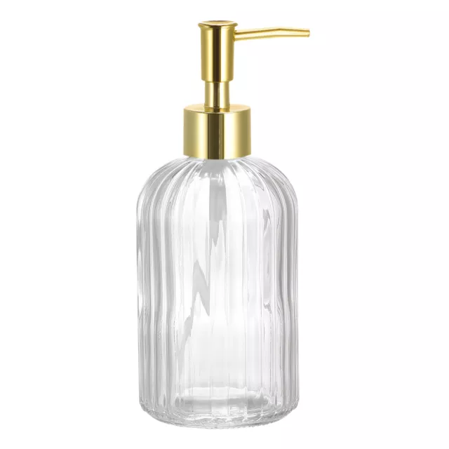 13.5Oz Glass Dish Hand Soap Dispenser with Pump for Bathroom, Clear