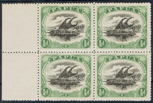 Papua 1910 Lakatoi Large Papua ½D Block Mnh ** Wmk Upright Perf 12½