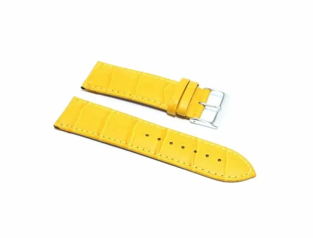 Cinturino orologio vera pelle stampa coccodrillo giallo ansa 20mm Lungo XL