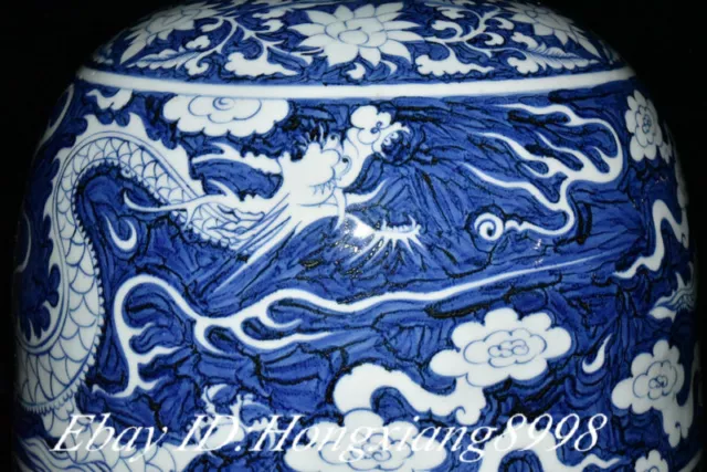 14.1 "Old Blue White Porzellan Dynasty Dragon Yurt Hocker Stuhl Statue 3