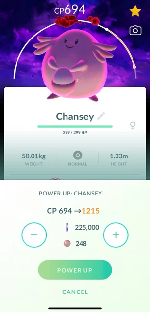 POKEMON LEVEL 40 Non Shiny Dynamax Chansey Blissey Dark Sky Go