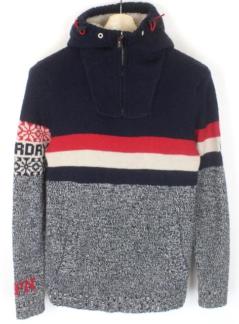 Superdry Mountain Supply Maglione Uomo Medio Misto Lana Maglia con Cappuccio