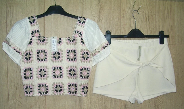 Gonna all'uncinetto all'uncinetto crema per ragazze età 11-12 NUOVA ETICHETTA £34