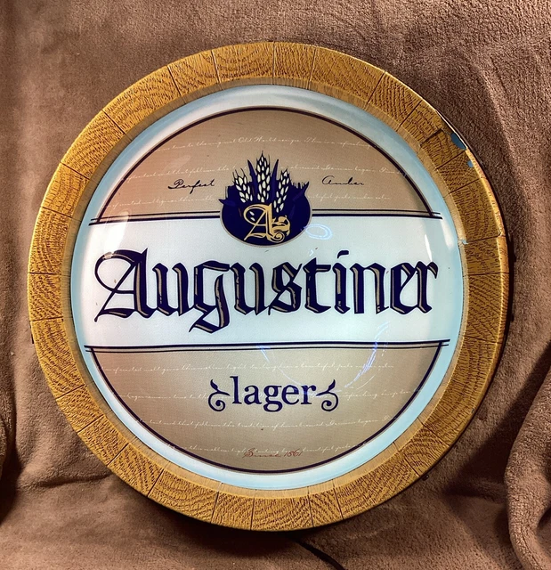 RARE VINTAGE AUGUSTINER LAGER Beer Back Bar Lighted Sign Large 19 ...