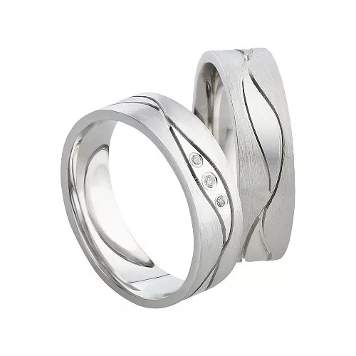 Bague de Couple Fiançailles Alliance Argent 925 + Gravure Bague