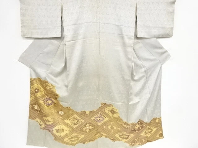 44826# Japanese Kimono / Antique Kimono / Embroidery / Phoenix With Kiku & P