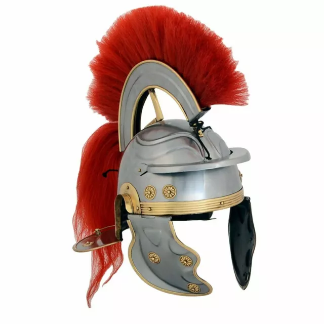 Medieval Armor Helmet Roman Centurion with Red Plume Crest, One Size, Fits Most