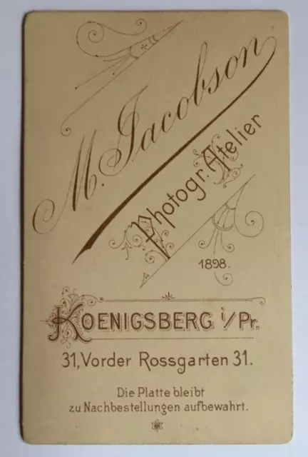 Altes CDV Foto Photograph Atelier M. Jacobsen  Königsberg i. Pr. um 1900 2