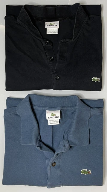 Lot of 2 Lacoste Regular/Slim Fit Polo/Henley Shirt Mens 7 /XL Black/Blue