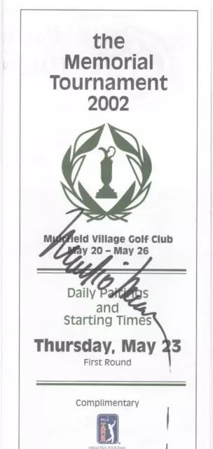 2002 The Memorial Golf Tournament Pairings Guide Autographed by Mark O'Meara