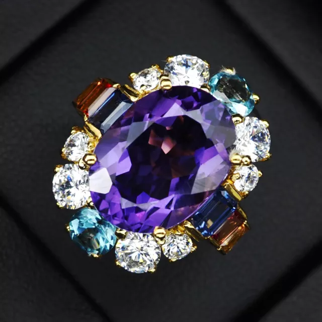 Stunning Purple Spinel Rare 8.50Ct 925 Sterling Silver Handmade Delicate Rings