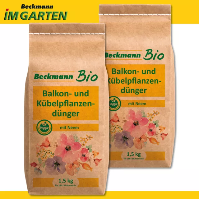Beckmann 2 x 1,5 KG Bio Balcon Et Engrais Plantes en Pot Avec Neem