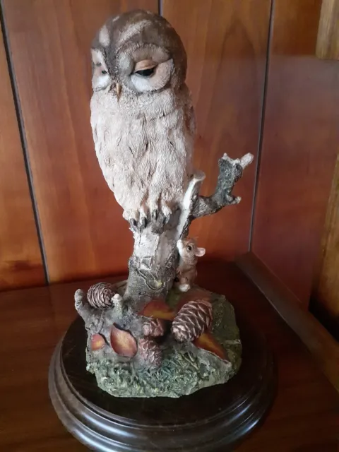 Beautifully Hand Crafted Country Artists Owl with Pair Mice Ornamental Sculpture