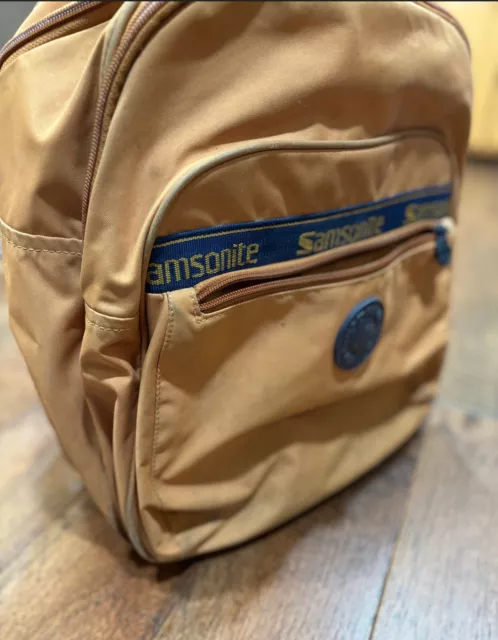 Mid-century modern 1970s mustard yellow Samsonite vintage backpack luggage