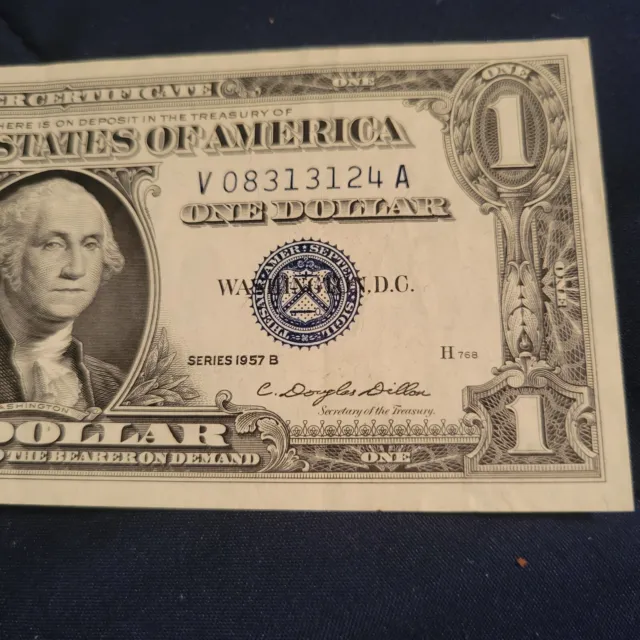 1957B $1 Dollar Bill Silver Certificate Blue Seal Note Paper Money Crisp Unc