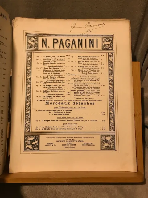 Paganini Non Più Mesta pour violon et piano opus 12 partition éd. Schott