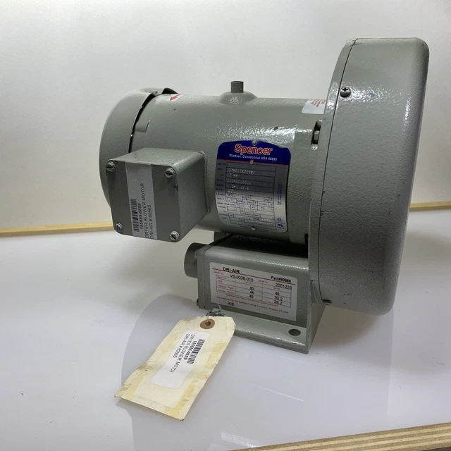 New Old Stock Spencer Vortex Blower Motor 1/2 Hp 3 Ph 3450 Rpm Vb003B-010